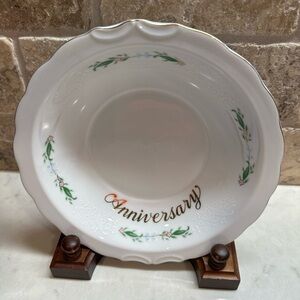 Elegant Lefton 1984 White Anniversary Bowl with Floral Design